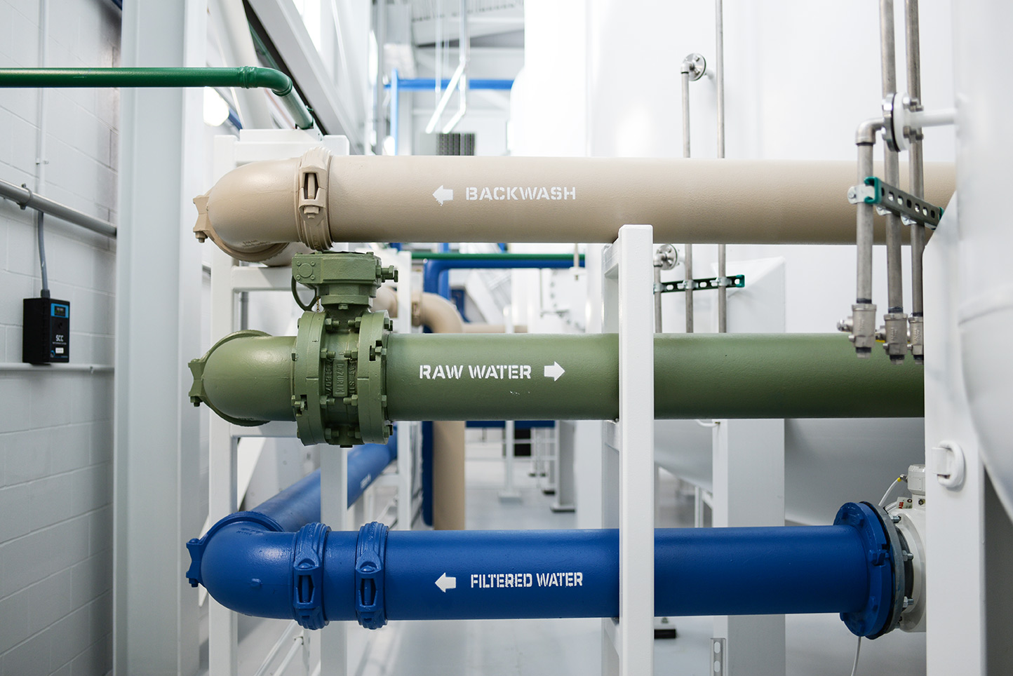 Pipes in a wastewater treatment facility