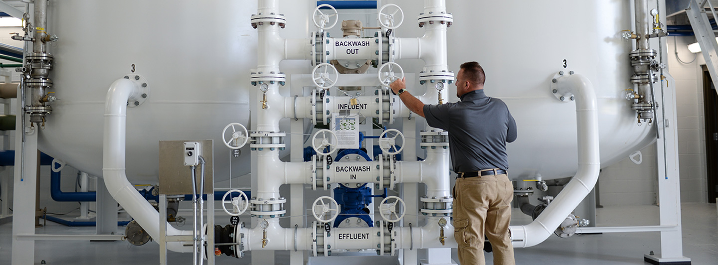 Inside of a wastewater treatment plant