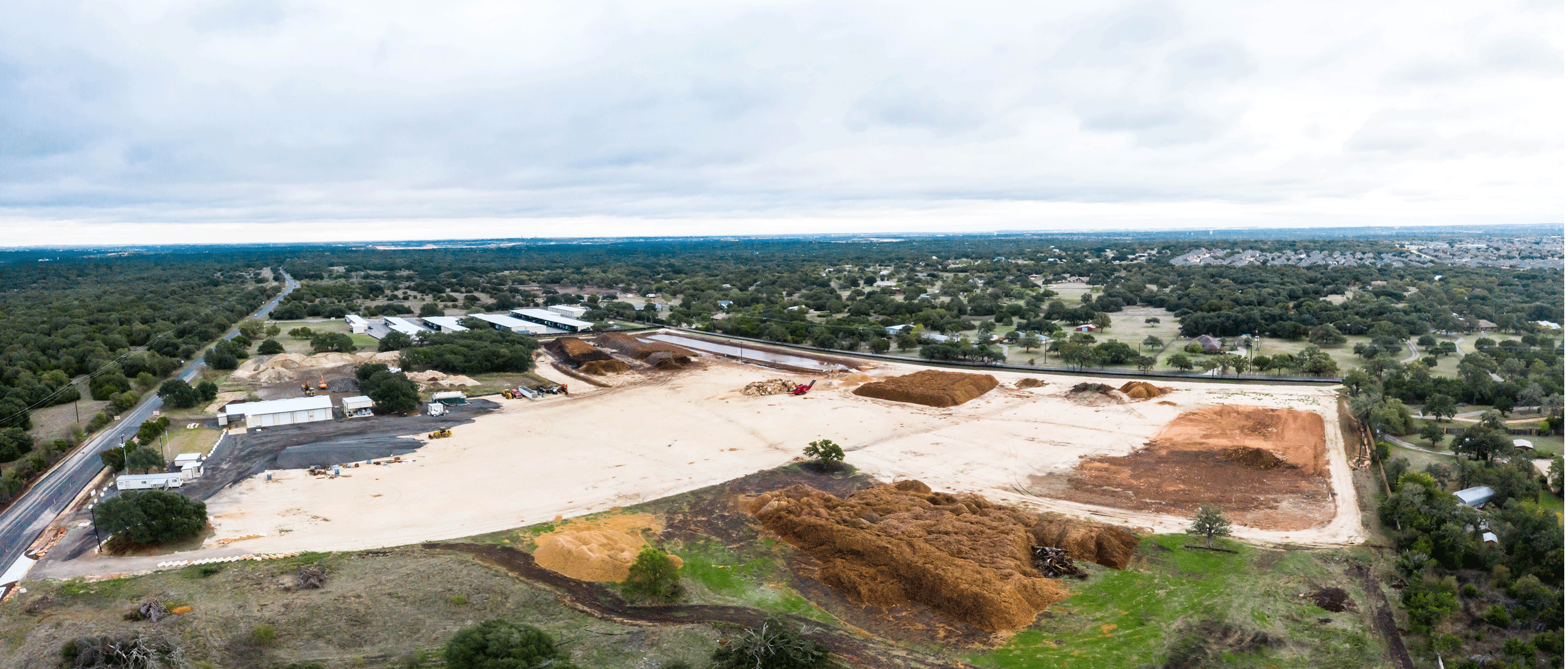Piles of dirt at a construction site
