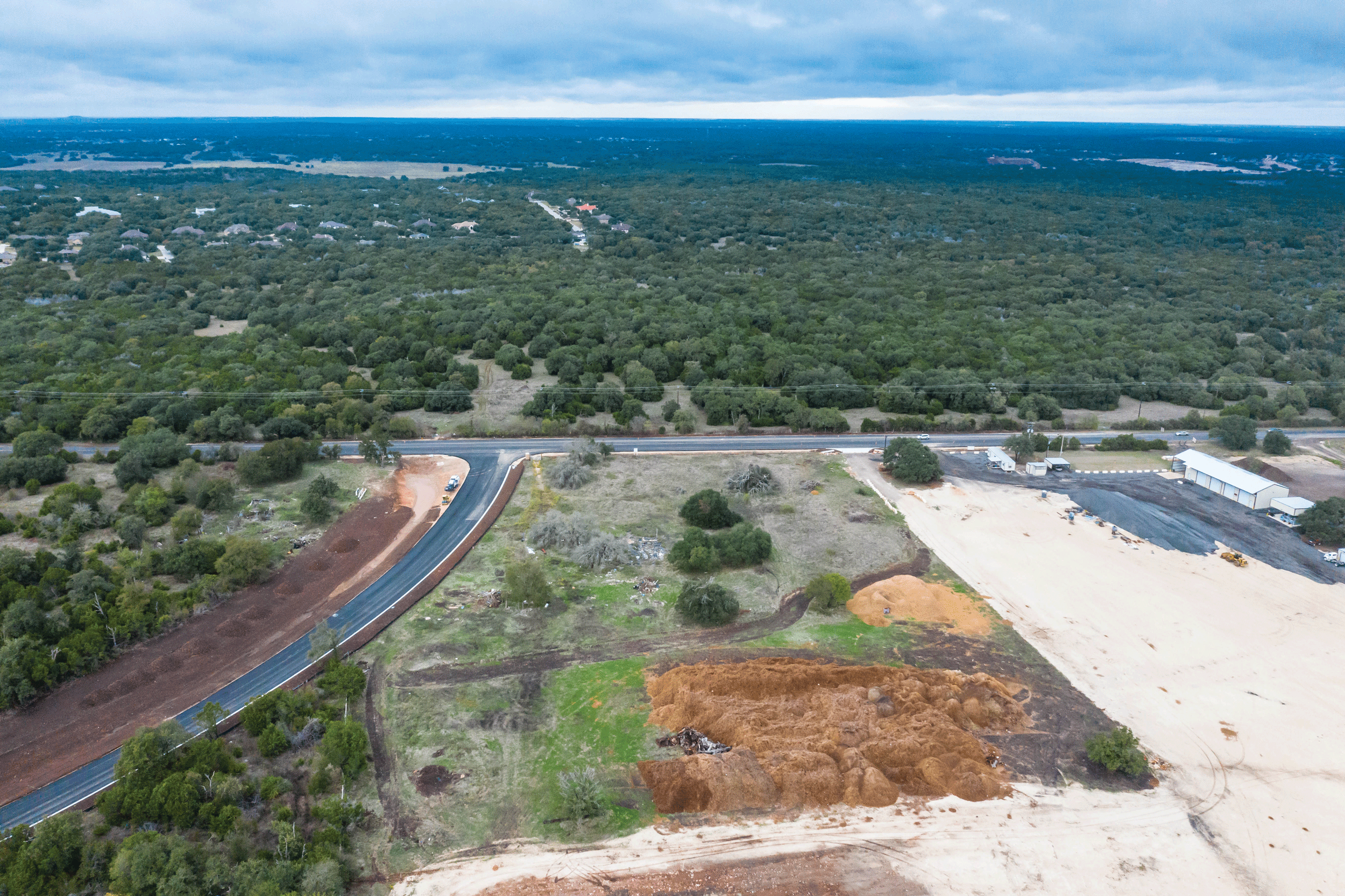 Aerial view of construction site