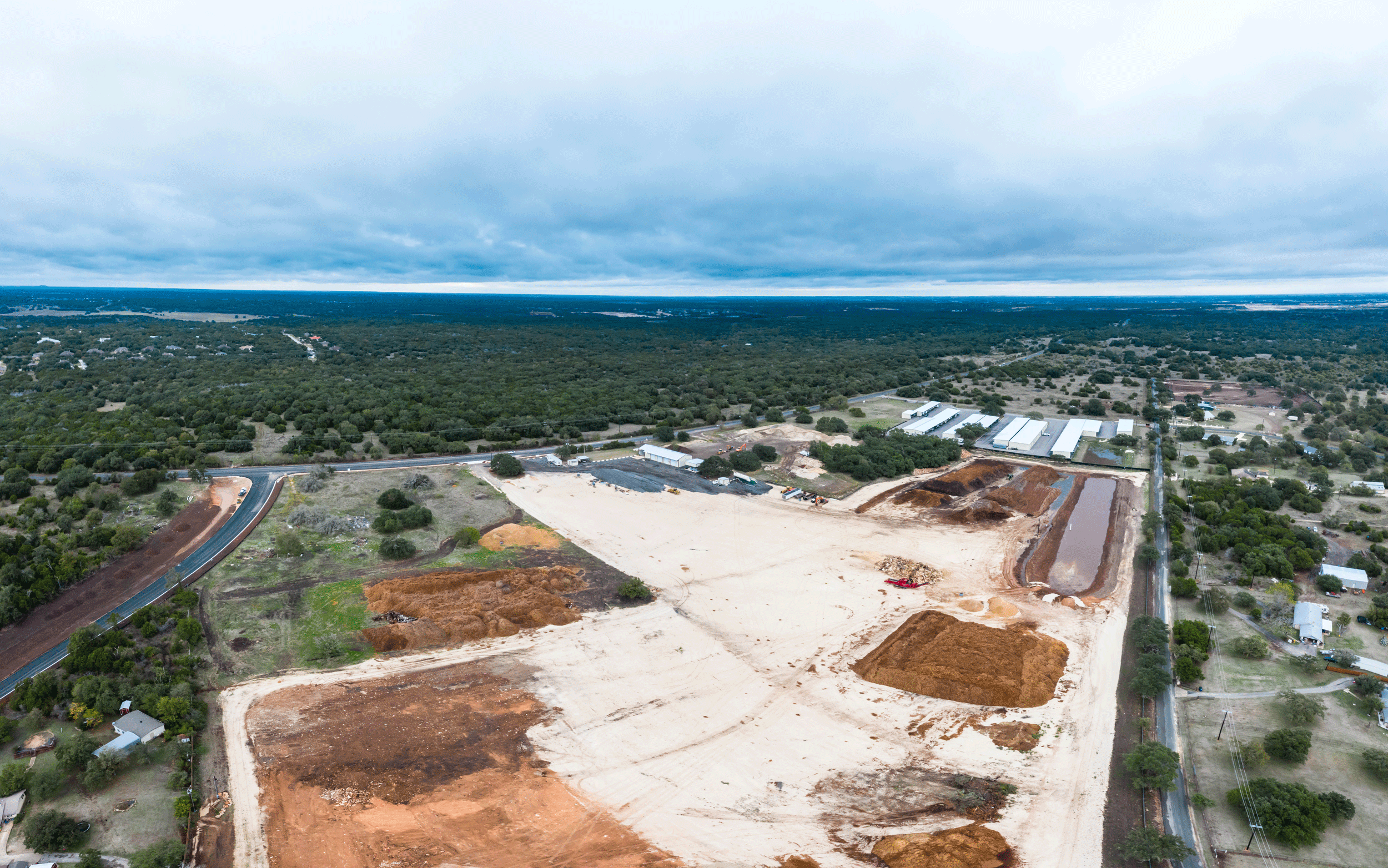 Aerial view of construction site