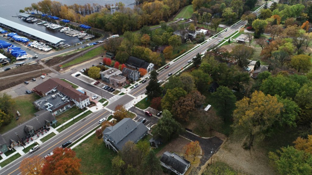 Aerial view of Afton, MN downtown.