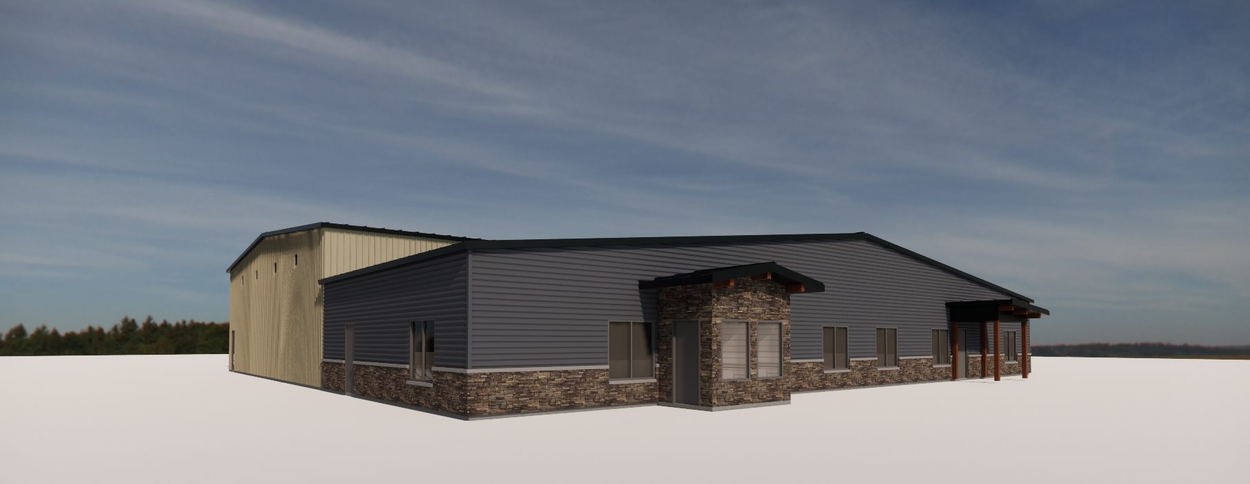 3D rendering of a restaurant building