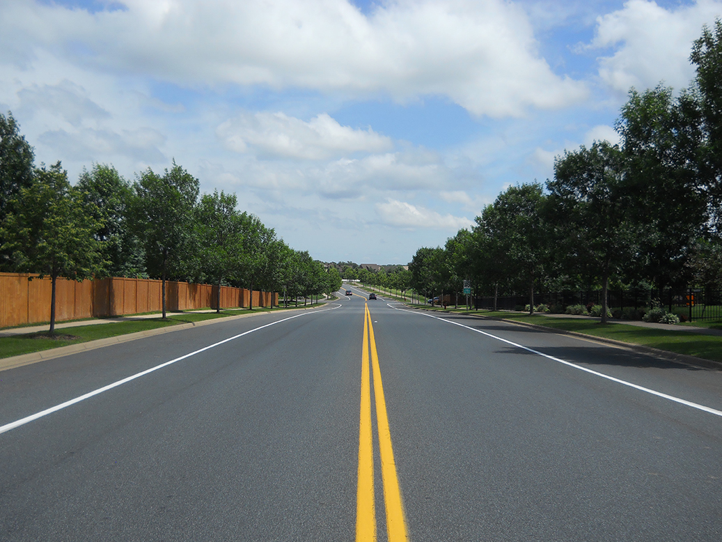 Straight on view of a road