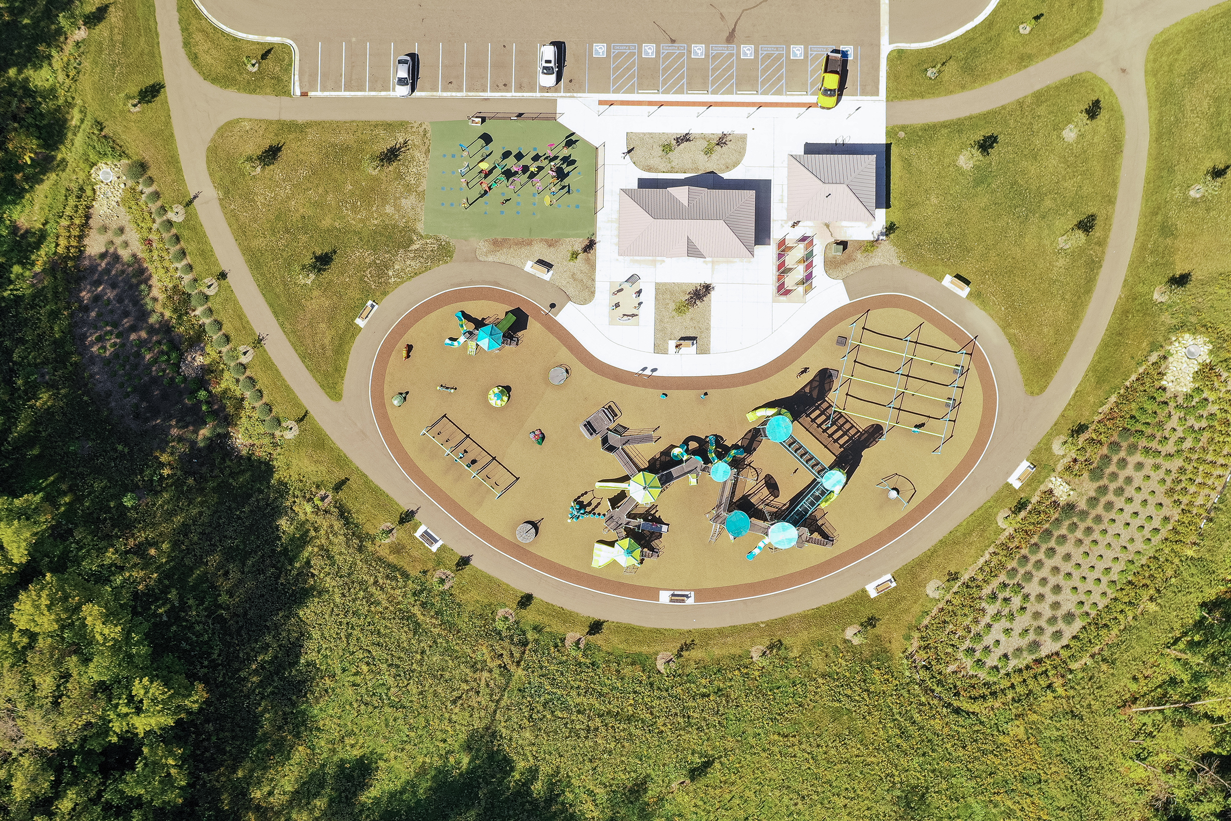 Aerial view of a park