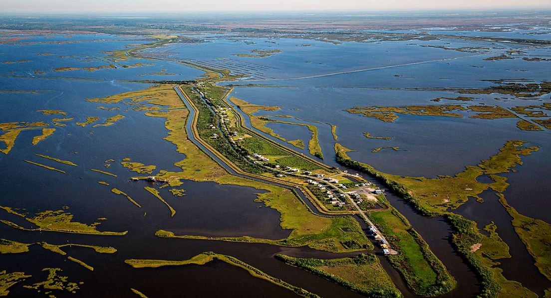 Land and infrastructure development on an island