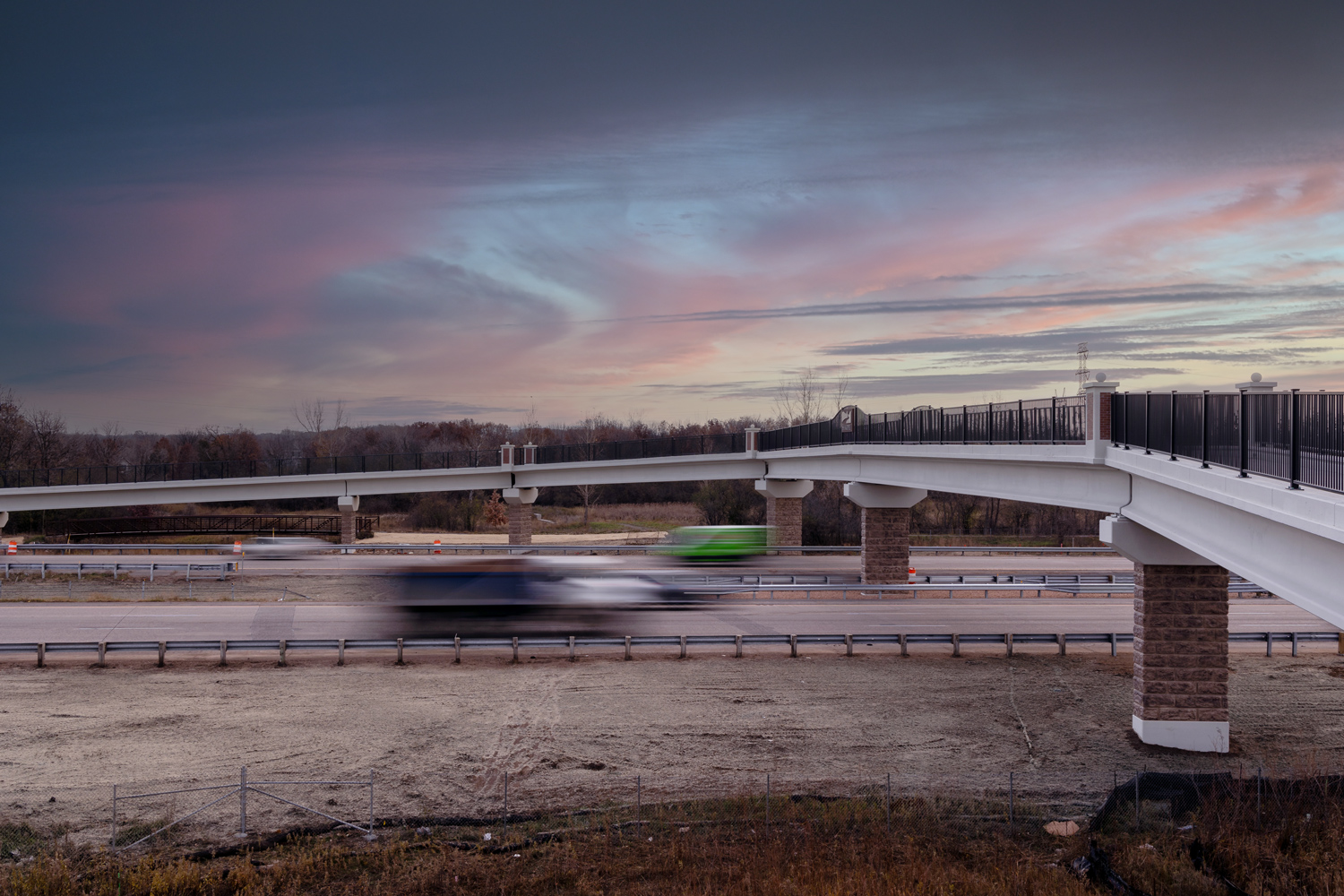 Pedestrian bridge over a highway