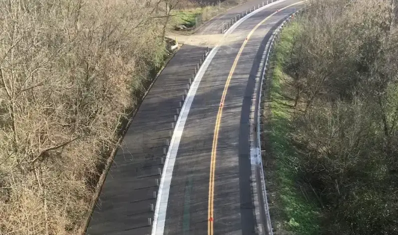 Before and after of energy utilties work on a roadway.