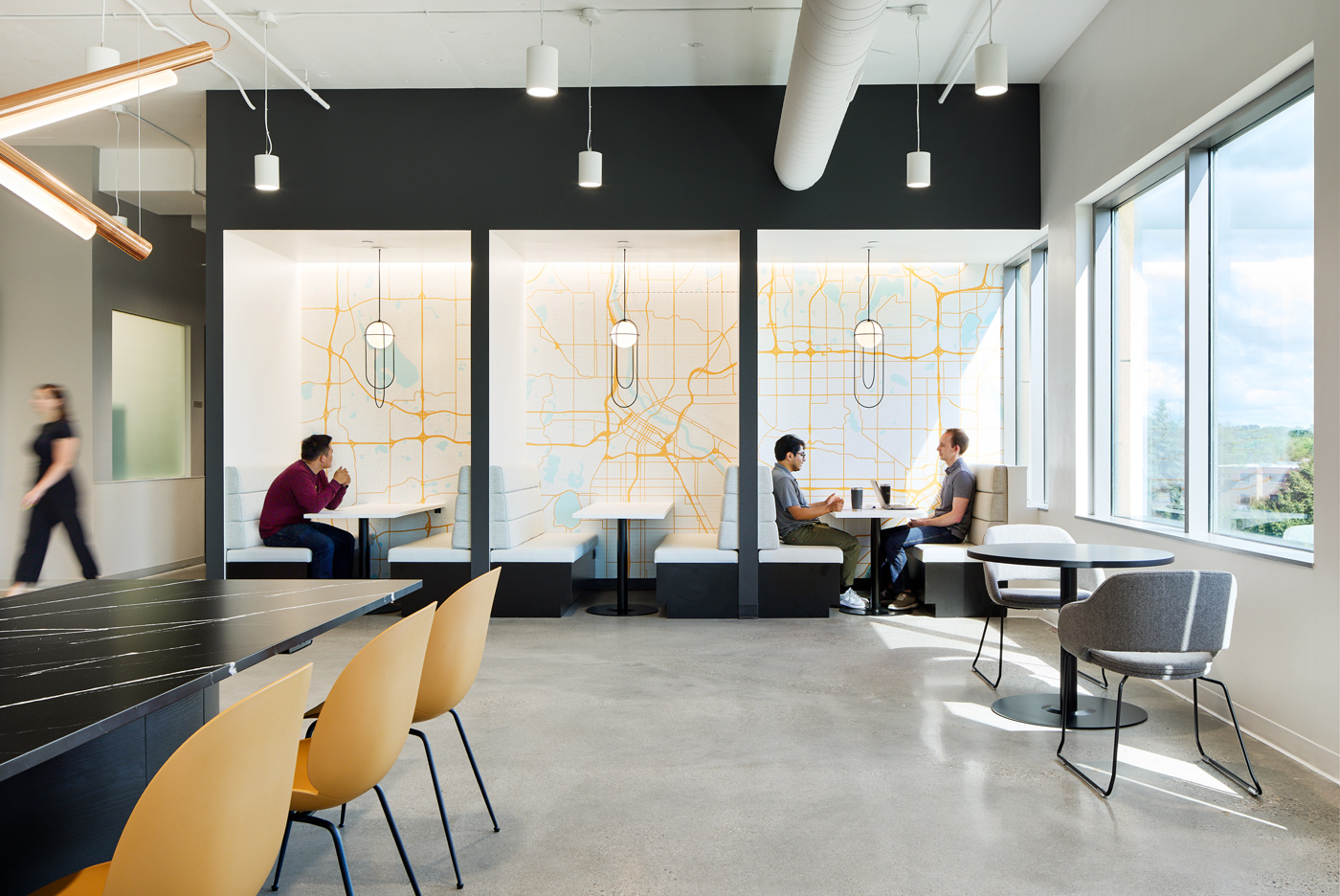 Staff working the WSB headquarters lobby.