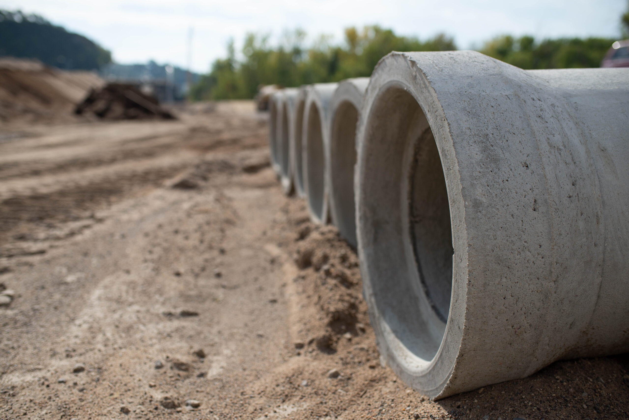 cement rounds on dirt